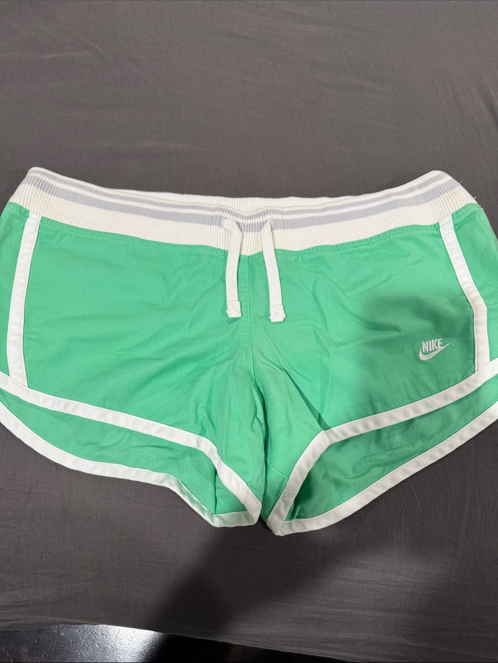 Nike Women's Mint Green Running Shorts with White Stretchy Waist XL  NWT!